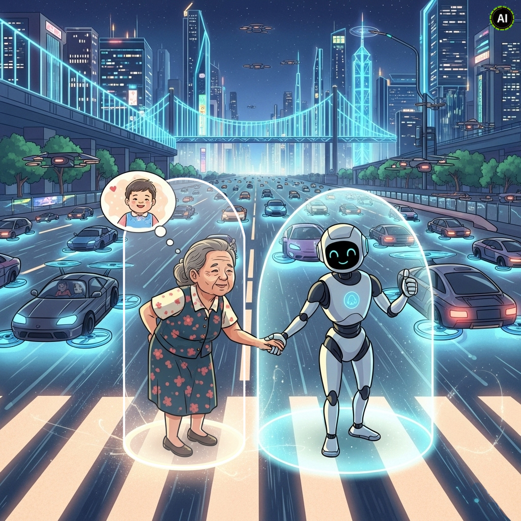 AI와 함께 손주를 만나러 가는 할머니